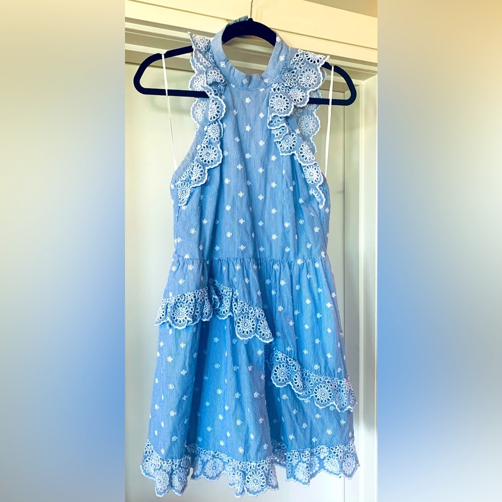 Blue & White Stripped Ruffle Sundress